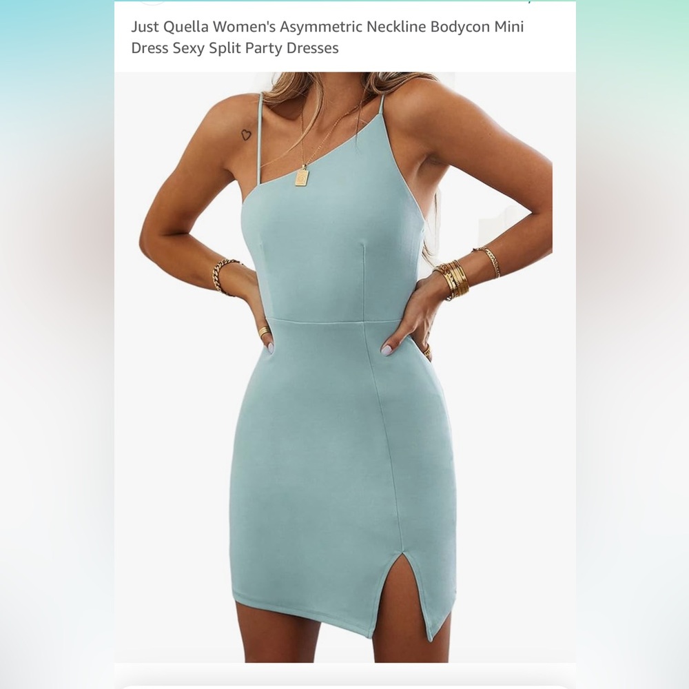 Just Quella blue asymmetric mini dress